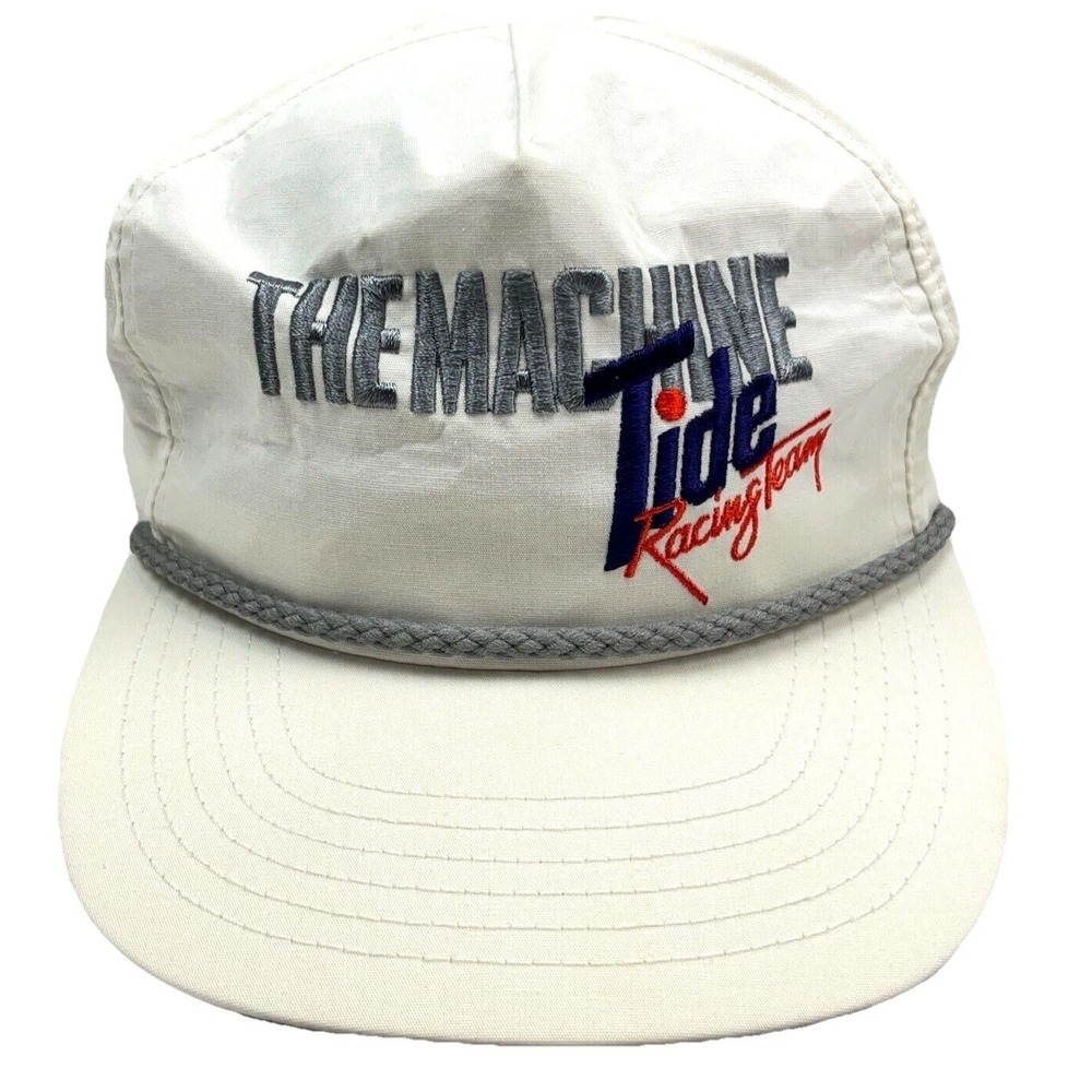 Vintage Tide Racing Trucker Hat Cap Snapback White The Machine Rope Nascar USA